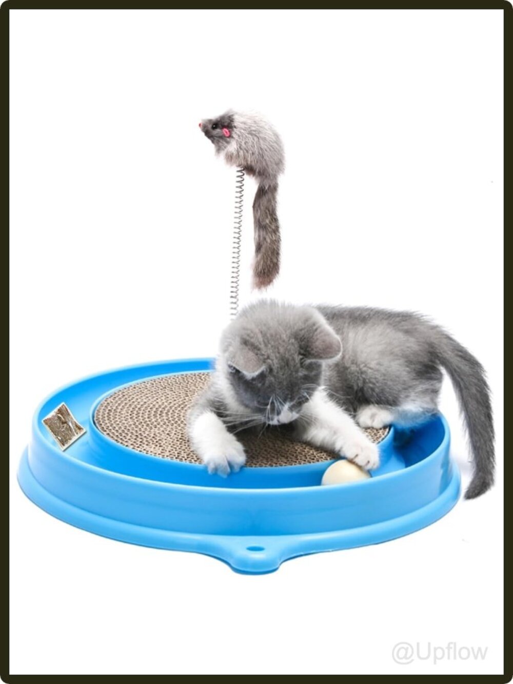 Cat Scratcher Toy 3 in 1 Interactive Cardboard Pad Ball Track Spring Mouse
